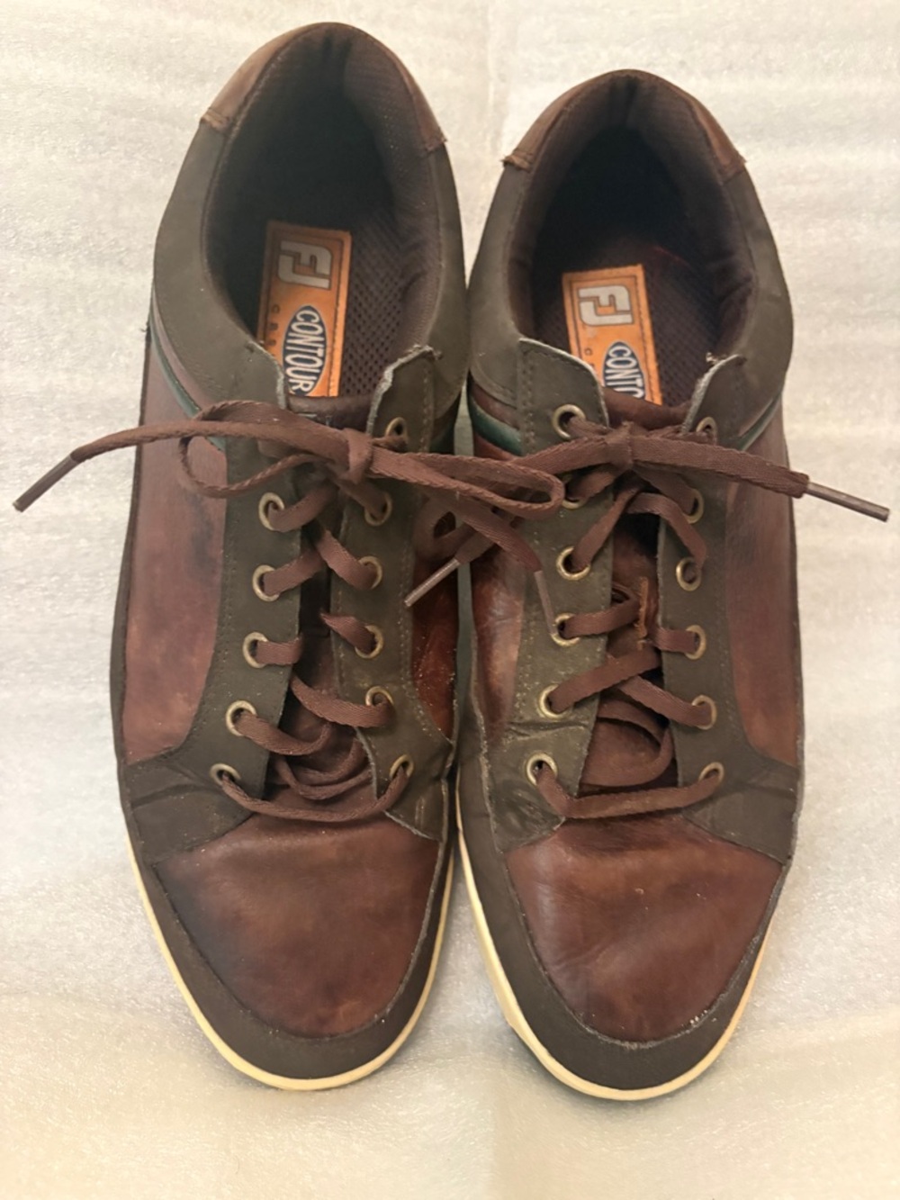 FootJoy Contour Casual Golf Shoes Mens 12 Brown Leather Spikeless FJ Comfort